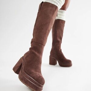 Knee high suede brown boots